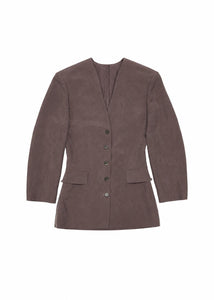 silk drape jacket, burgundy