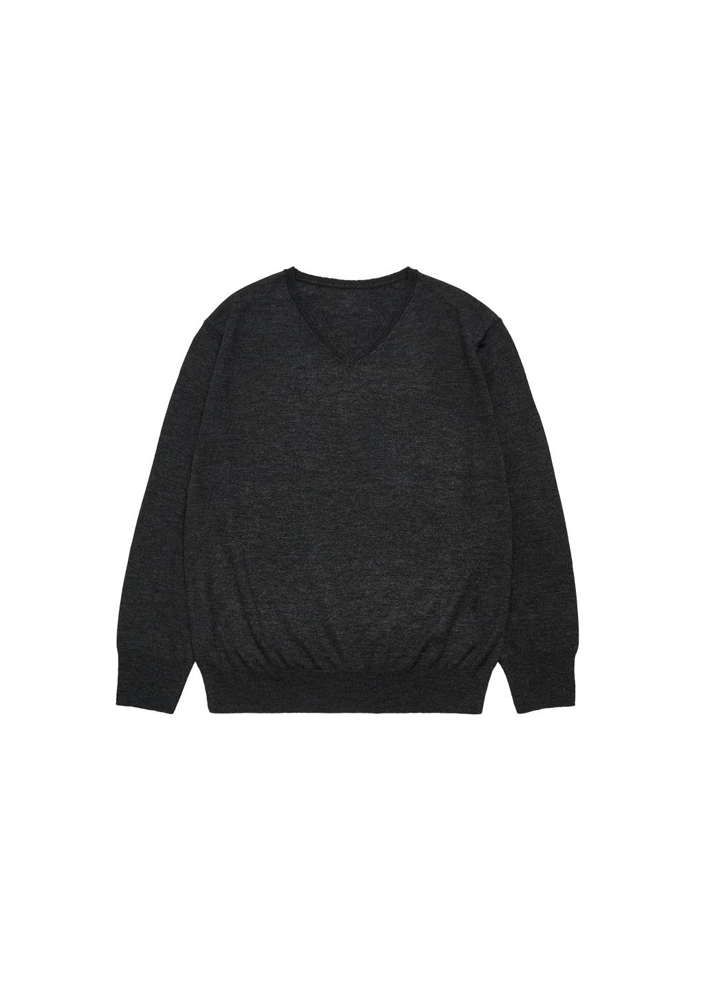 basic v-neck knit, charcoal