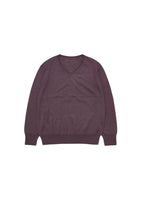 basic v-neck knit, purple - Image 1