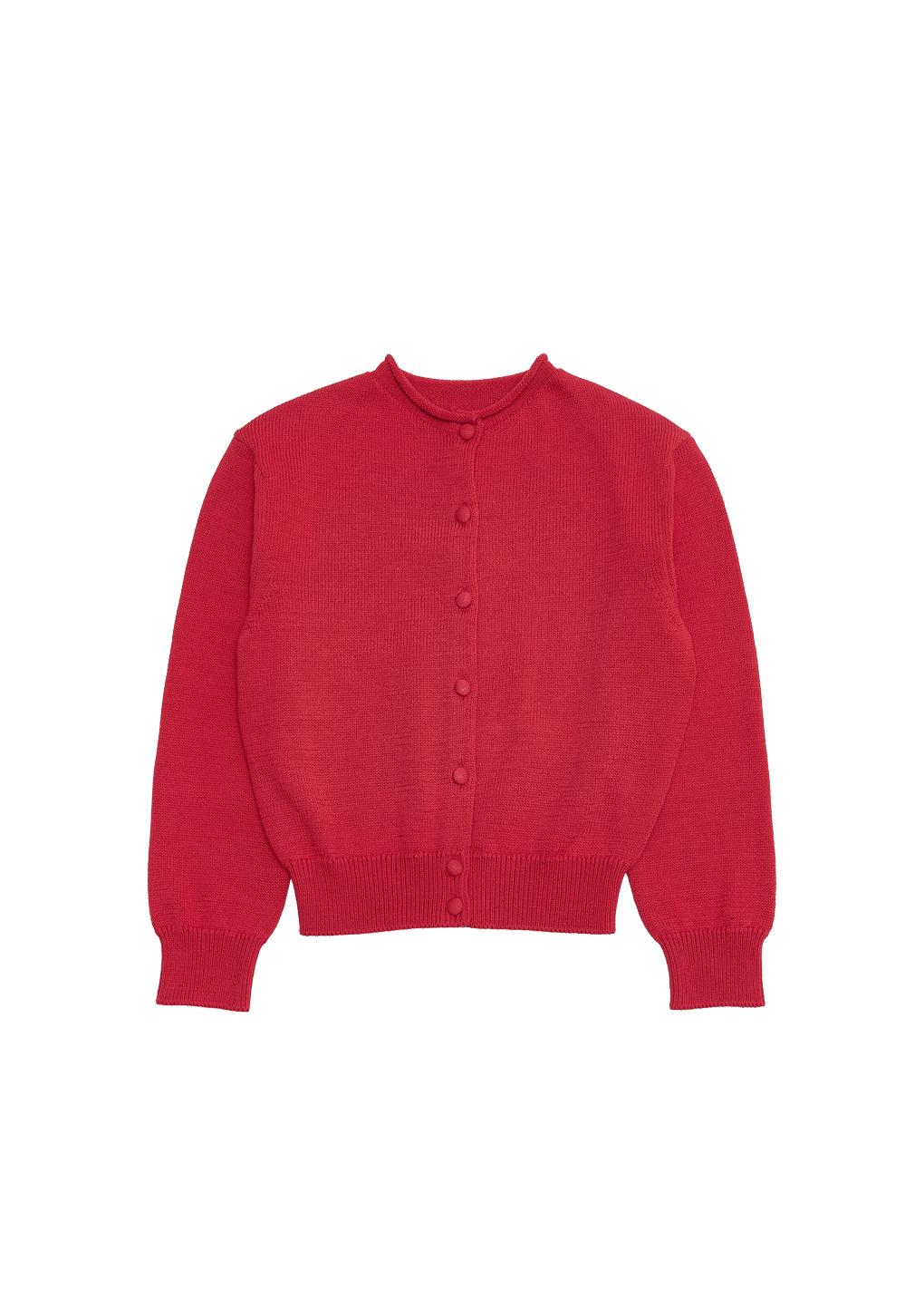 basic cotton cardigan, red
