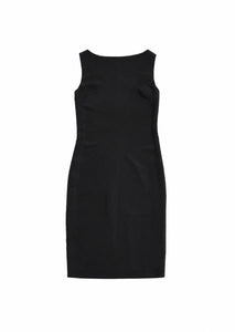 silk drape dress, black