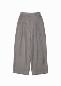 women's cupro two tuck wide pants, grey