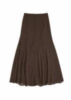 sheer silk flare skirt, brown - Image 1