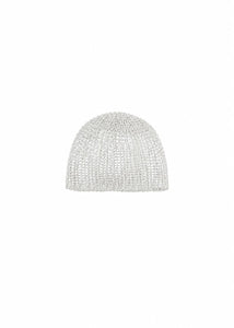 crochet knit beanie, white