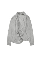 wool silk shawl collar cardigan, grey - Image 1