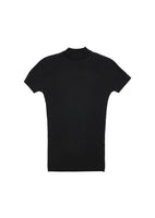 rounded half sleeve knit dress, black - Image 1