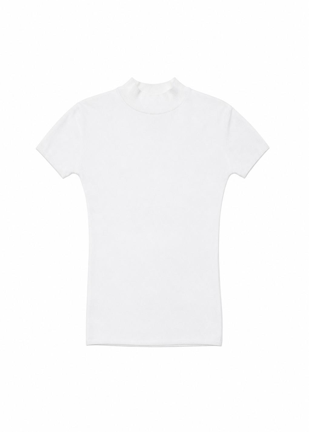 rounded half sleeve knit dress, white