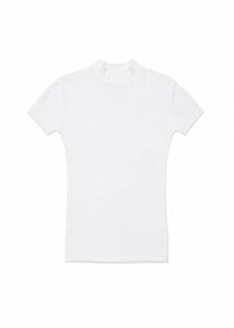 rounded half sleeve knit dress, white