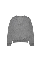 wool silk v-neck knit, charcoal - Image 1