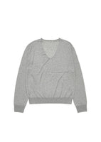 wool silk v-neck knit, grey - Image 1