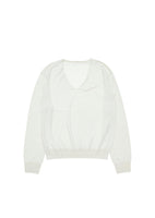 wool silk v-neck knit, light beige - Image 1