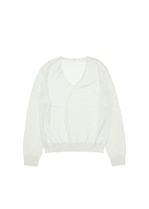 wool silk v-neck knit, light beige