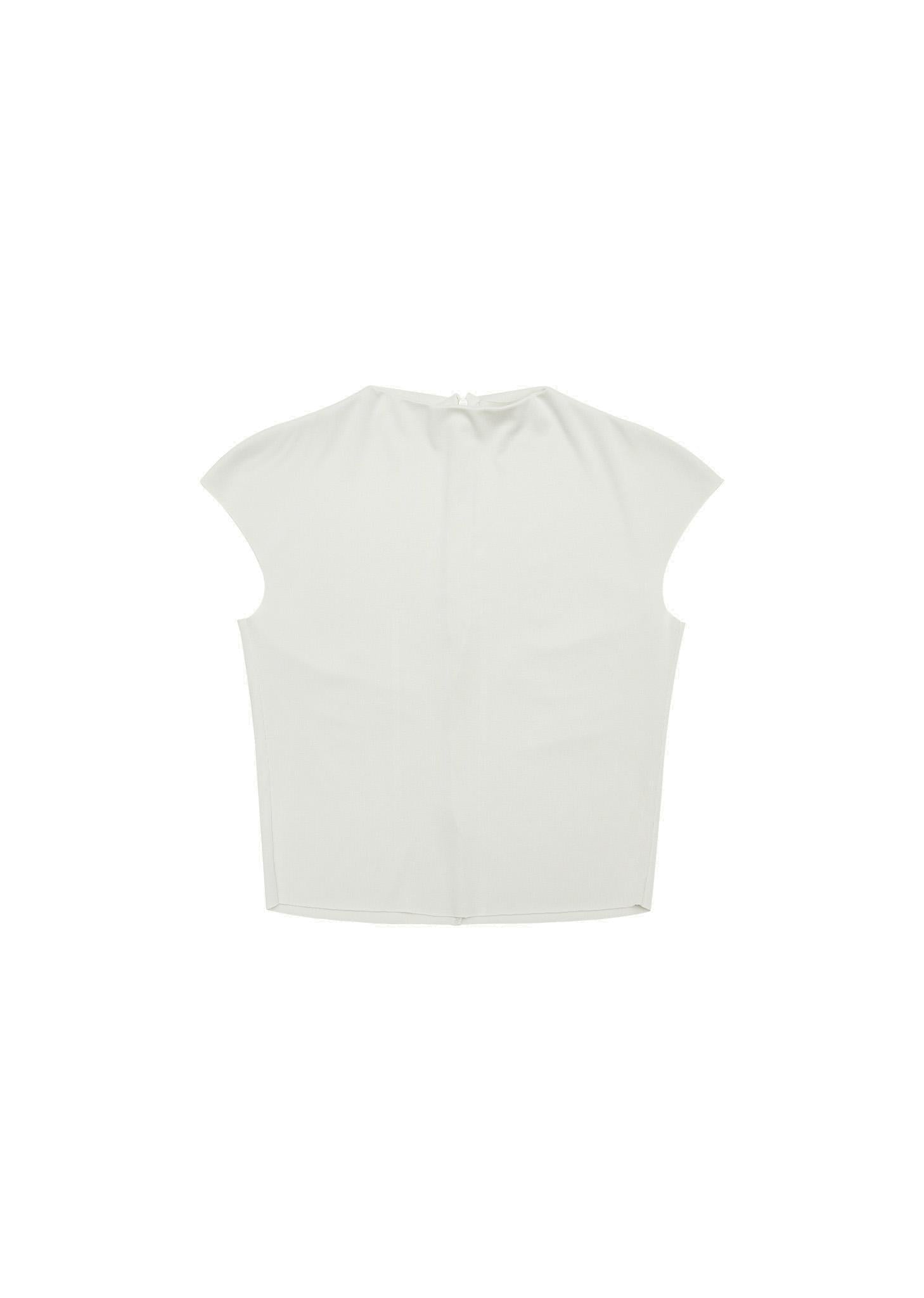 jersey mock neck top, ivory