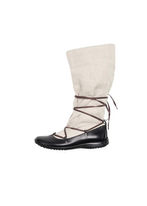 vibram linen boots, beige