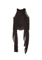 sheer silk sleeveless scarf top, brown - Image 1