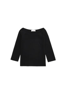 scoop neck knit top, black