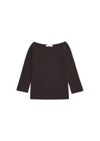 scoop neck knit top, brown - Image 1