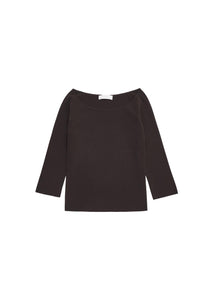 scoop neck knit top, brown