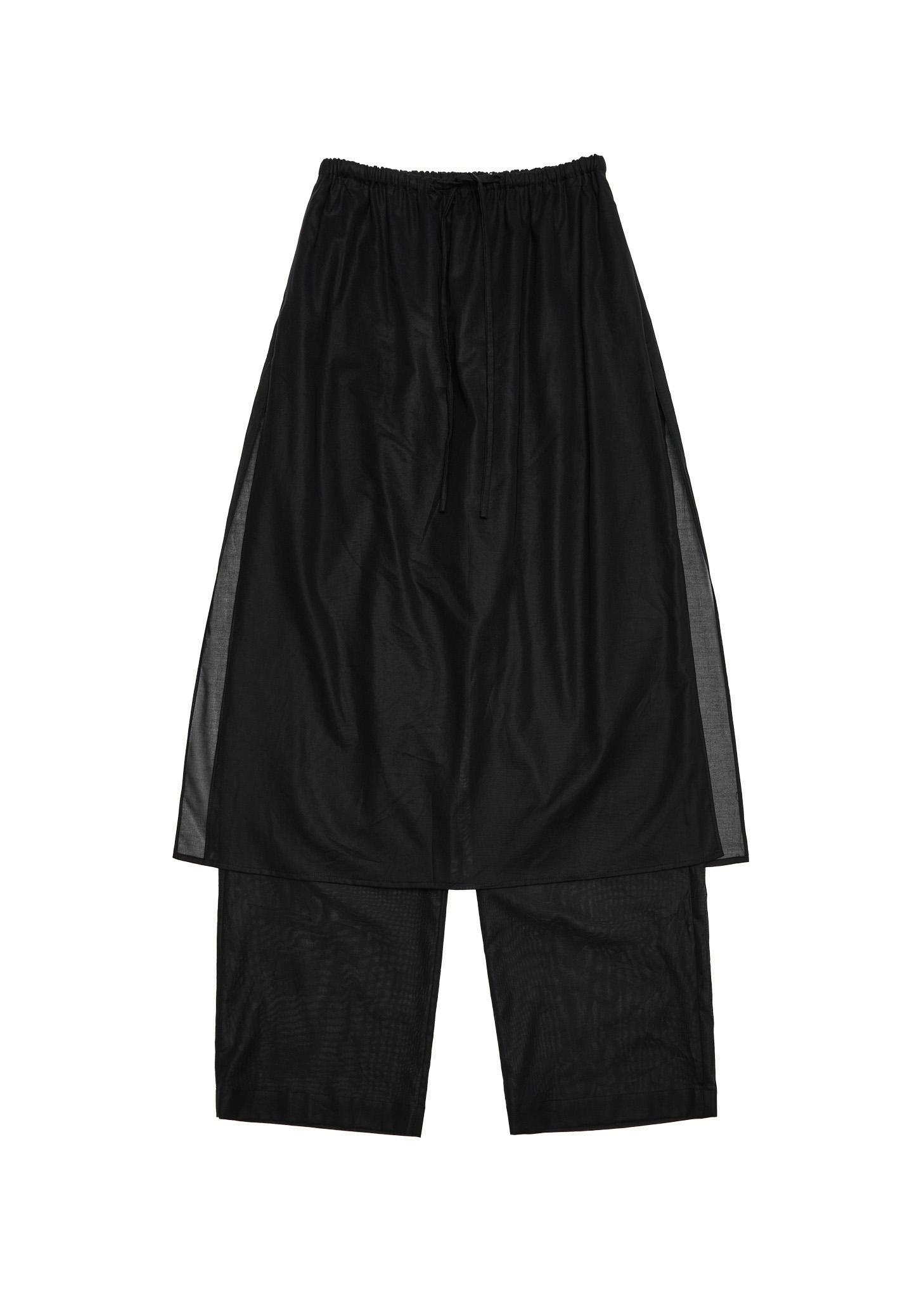 sheer layered pants, black