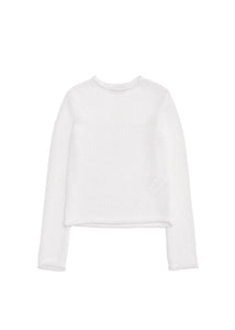 crochet knit pullover, white