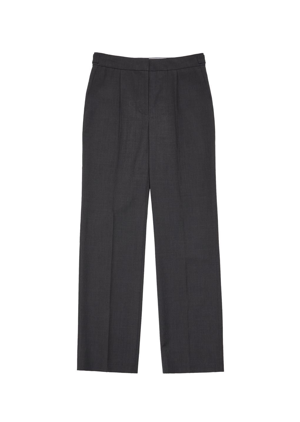 wool straight pants, charcoal