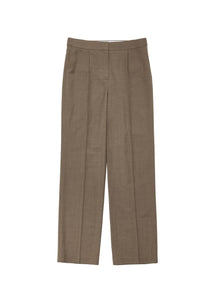wool straight pants, khaki