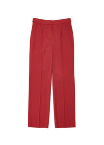 wool straight pants, red