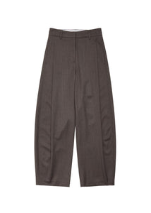 wool curved pants, brown