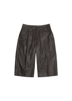 coated cotton straight shorts, brown - Image 1