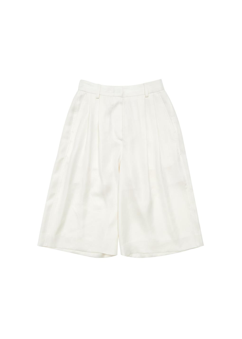 cupro bermuda pants, white