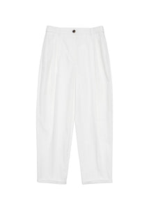 cotton two tuck tapered pants, white
