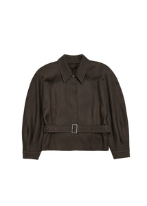 belted wool jacket, brown