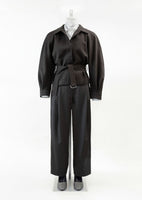 belted wool jacket, brown - Image 2