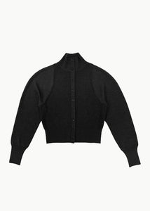 blocking button up cardigan, black