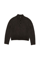 button up half neck knit, brown - Image 1