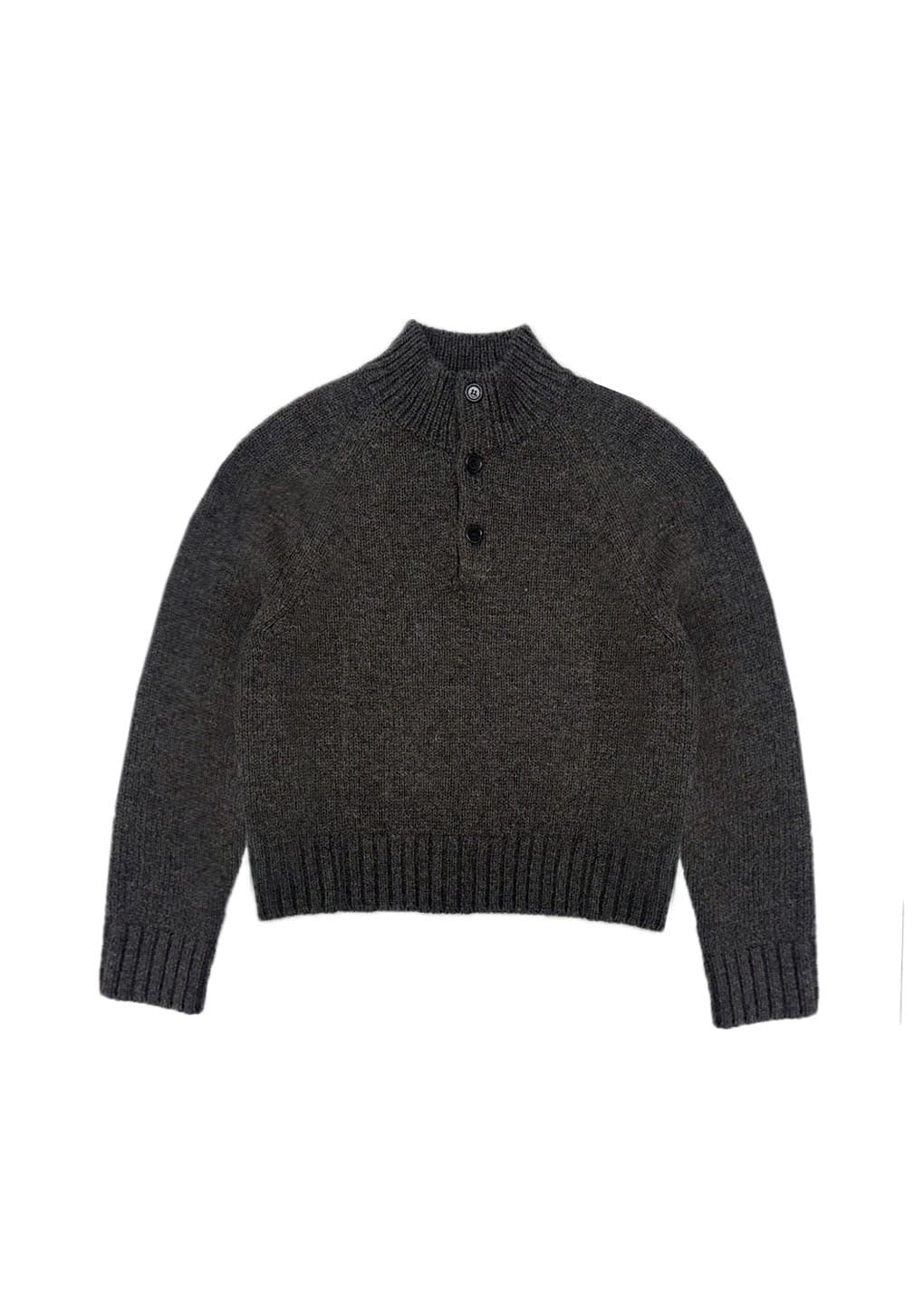button up half neck knit, charcoal