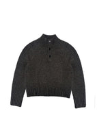 button up half neck knit, charcoal - Image 1