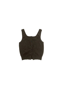 cashmere button up u-neck vest, brown