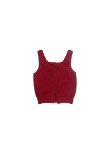 cashmere button up u-neck vest, red