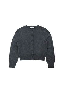 cashmere crewneck cardigan, melange grey
