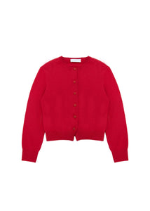 cashmere crewneck cardigan, red