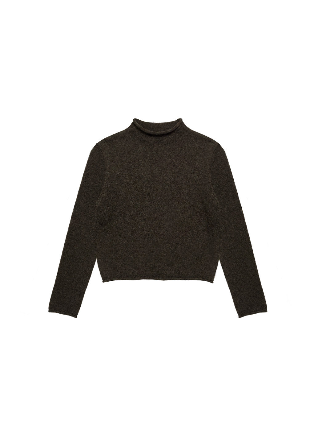 cashmere half neck knit top, brown
