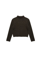 cashmere half neck knit top, brown - Image 1