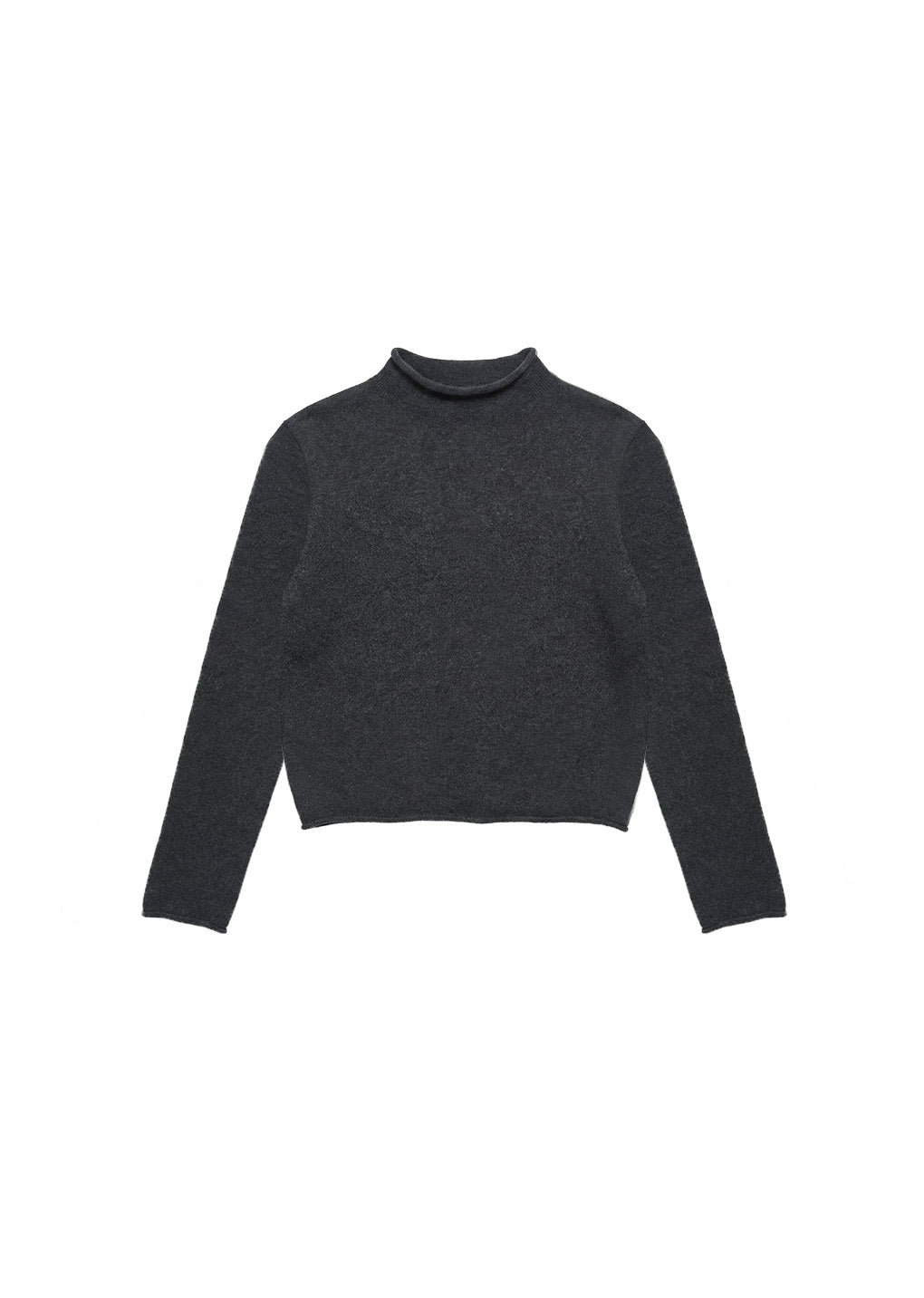 cashmere half neck knit top, charcoal