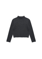 cashmere half neck knit top, charcoal - Image 1