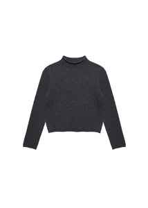 cashmere half neck knit top, charcoal