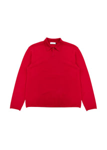 cashmere loose polo knit, red