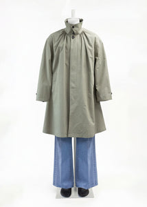 cotton nylon shirring coat, khaki hover