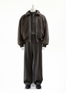 cotton reversible shearling jumper, brown hover