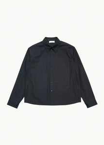 cotton silk pocket shirt, navy
